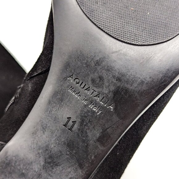 Aquatalia Women Barbera Black Suede OTK Block Heel Boots size 11 - Picture 9 of 12